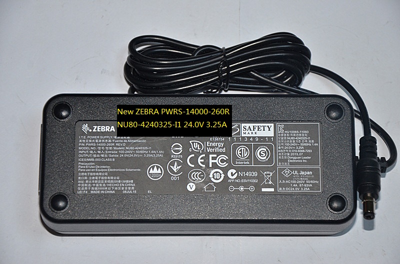 100% Brand New ZEBRA NU80-4240325-I1 PWRS-14000-260R 24.0V 3.25A AC/DC ADAPTER POWER SUPPLY